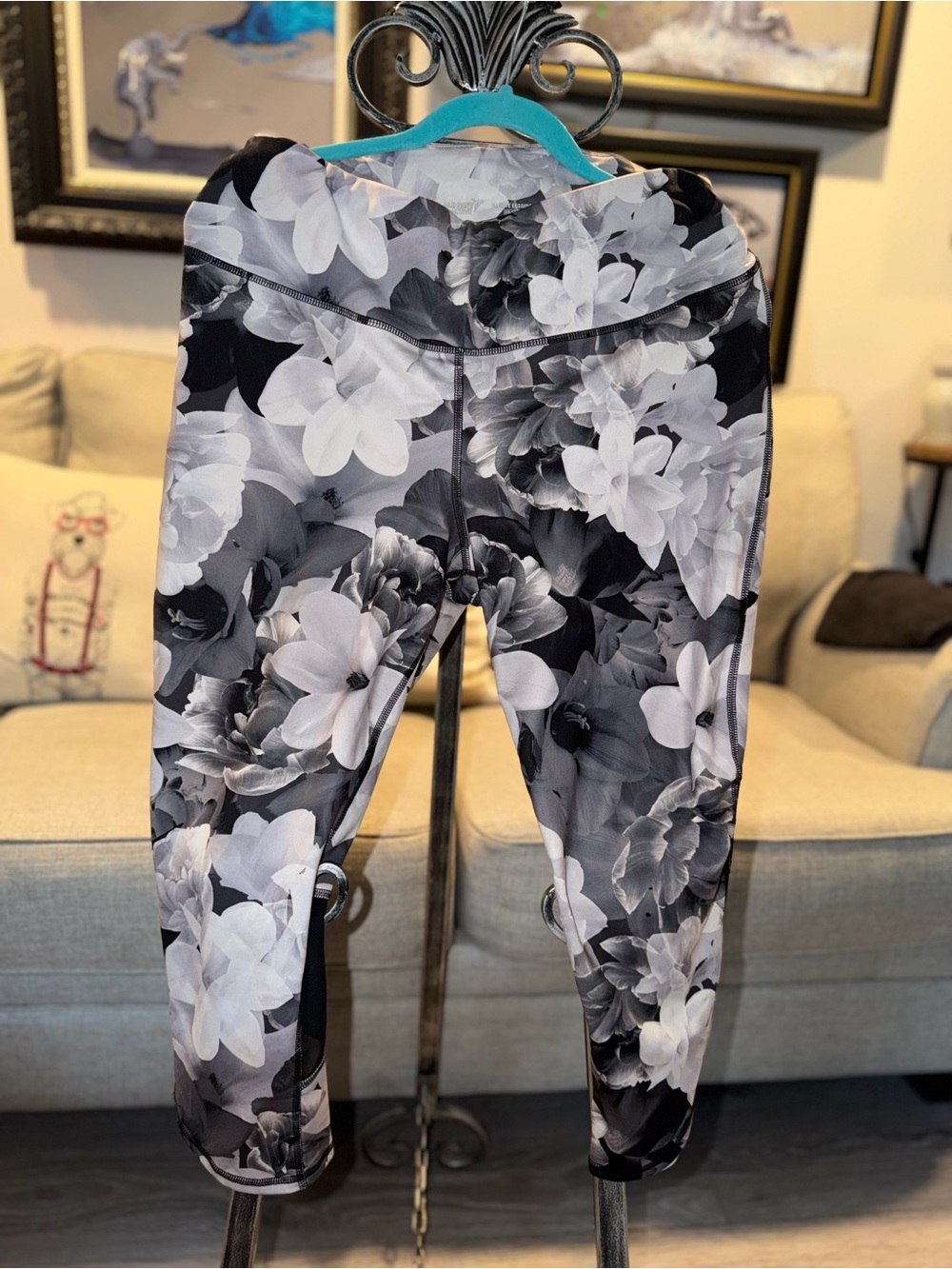 Old Navy Black & White Floral Kids Leggings